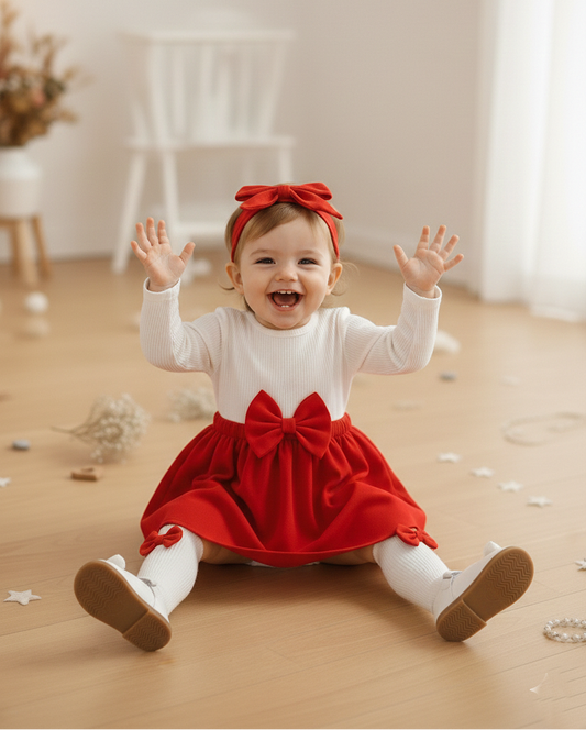 Ensemble jupe rouge pour bébé fille 4 pièces